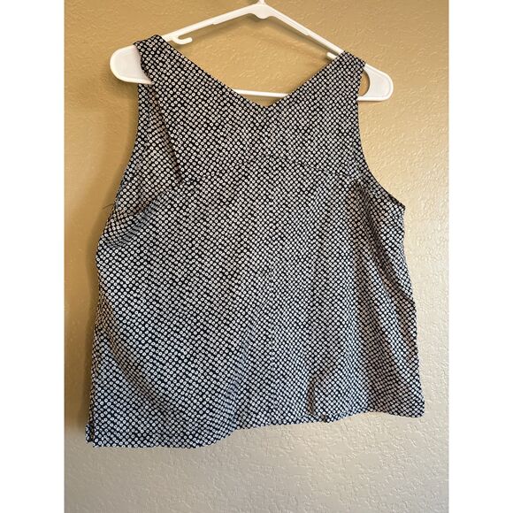 Eileen Fisher Boxy Razor Back Tank Top Black White Cream Womens Small Cotton - Picture 2 of 5